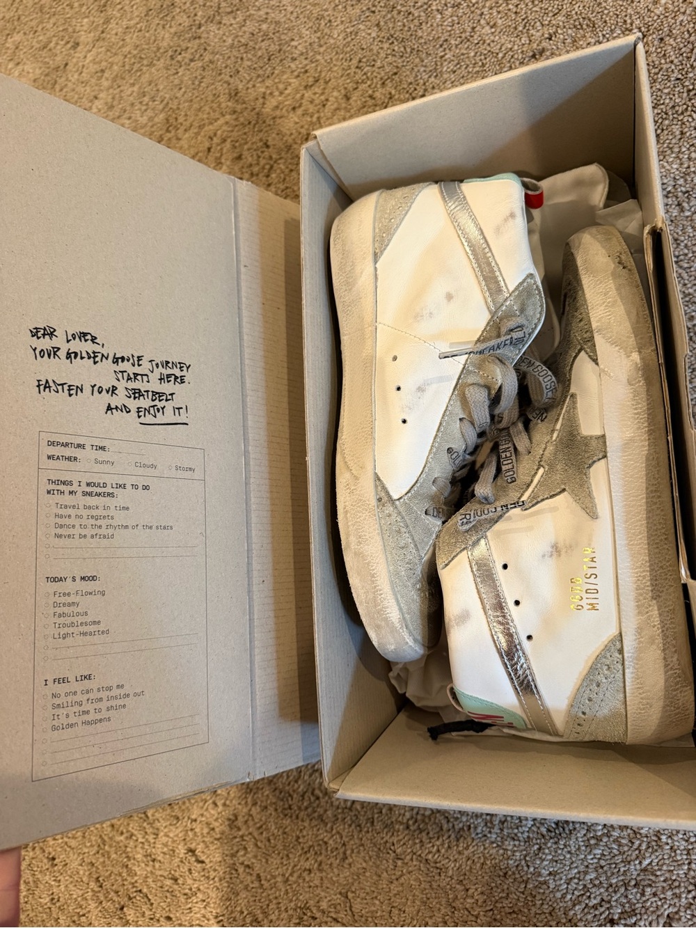 Golden Goose White and Silver Low-Top Sneakers